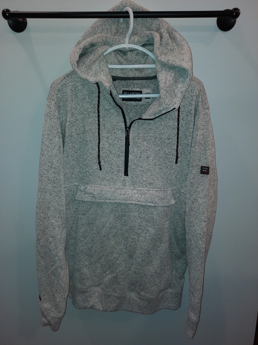 Billabong Light Heather Gray Zip-Up Hoodie Sweater XL Excellent Used Condition